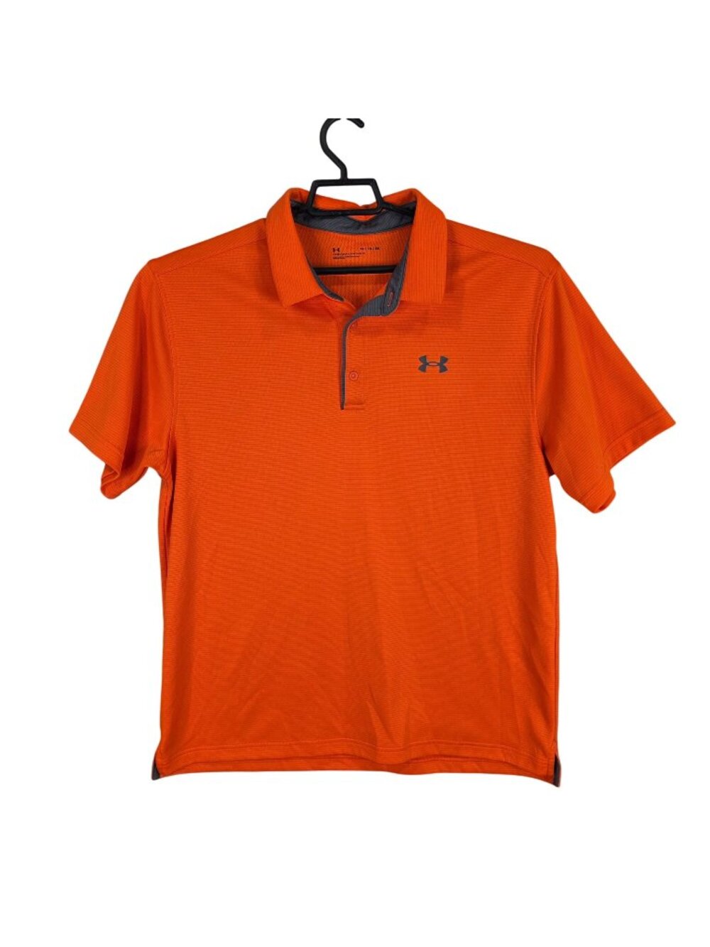 Mens Under Armour Orange Polo Shirt Short Sleeve Loose Fit Polyester Size XL